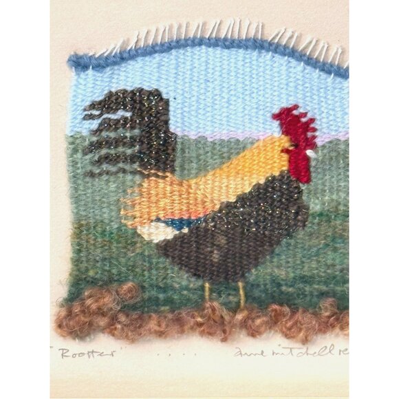 Hand Woven Artist Signed Unique Rooster Framed Art - Picture 7 of 8